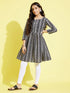 Girl's Black Pure Cotton Chikankari Kurta With Leggings Set